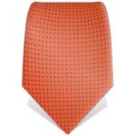 Cravate orange � petits pois bleu marine