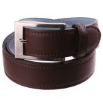 Ceinture en cuir marron, int�rieur cuir bleu gris�