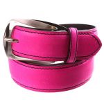 Ceinture en cuir rose fuchsia � surpiqures noires 