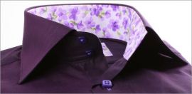Purple shirt with lilac floral collar and cuffs