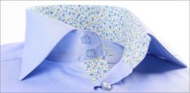 Blue slim fit shirt with blue liberty collar and cuffs