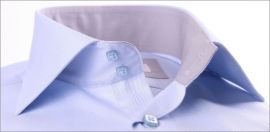 Blue french cuff shirt with light grey collar and cuffs