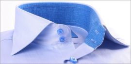 Blue slim fit shirt with blue patterns collar and cuffs