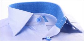 Blue slim fit shirt with blue patterns collar and cuffs