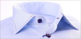 Blue slim fit shirt with purple selvedge and buttons