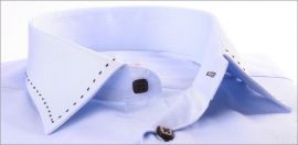 Blue slim fit shirt with brown selvedge and buttons