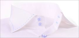 White shirt with blue selvedge and buttons