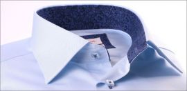Light blue shirt with navy blue floral collar and cuffs