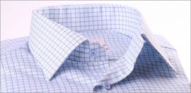 White and blue checked french cuff shirt