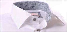 White french cuff shirt with light grey floral collar and cuffs