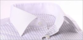 White and grey checked shirt with white collar and cuffs