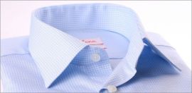 Blue and white checked french cuff shirt