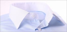 Blue and white checked french cuff shirt, white collar and cuffs