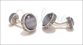 Double sided cufflinks with grey cat's eye