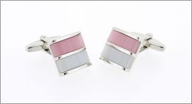 Pink and white cat's eyes cufflinks