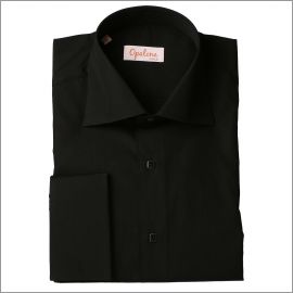 Black slim fit french cuff shirt