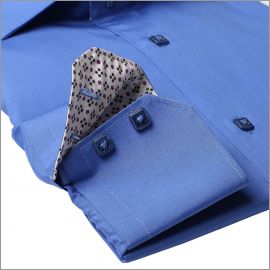 Dark blue shirt with patterned collar