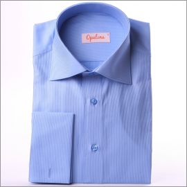 Blue with white stripes french cuff shirt