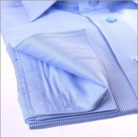 Blue with white stripes french cuff shirt