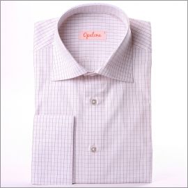White and red checked slim fit shirt