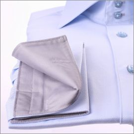 Blue french cuff shirt with light grey collar and cuffs