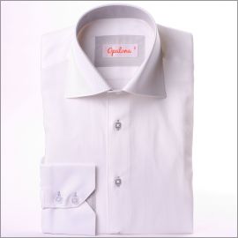 White slim fit shirt with light grey collar and cuffs