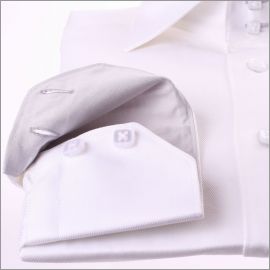 White slim fit shirt with light grey collar and cuffs