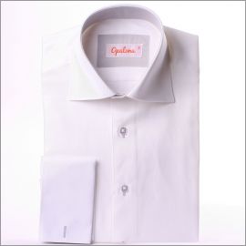 White french cuff shirt with light grey collar and cuffs