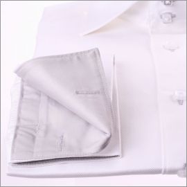 White french cuff shirt with light grey collar and cuffs