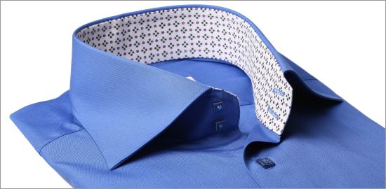 Dark blue shirt with patterned collar