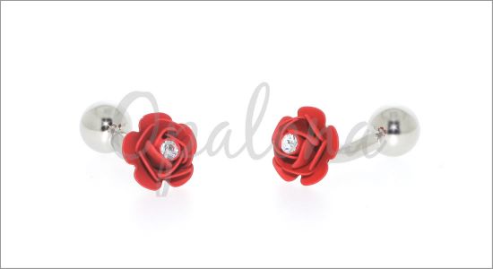 red rose & crystal cufflinks