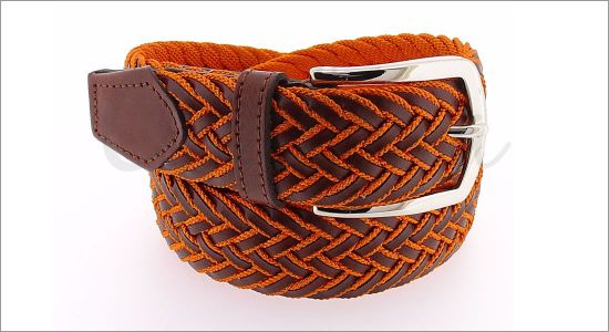 Ceinture tress�e cuir et orange