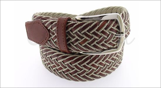 Leather and beige belt