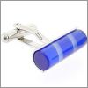 Cylindre de verre bleu � stries bleues claires