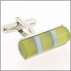Cylindre de verre jaune � stries grises