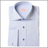 Chemise bleue � boutons et surpiq�res grises