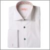 White shirt with a flowery pink and orange collar