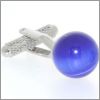 Blue ball cat's eye cufflinks