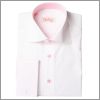 White slim fit shirt with a striped pink colar