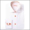 Chemise blanche � poignets napolitains et col int�rieur liberty orange