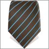 Cravate marron � fines rayures bleu ciel
