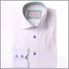 White shirt with blue and green liberty collar and blue buttons