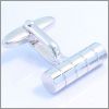 Bar rhodium cufflinks with striations