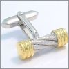 Cylinder cufflinks with a wire cable design and gilded ends